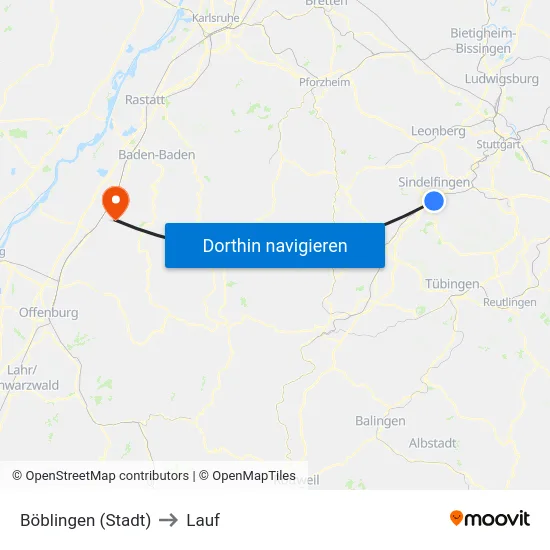 Böblingen (Stadt) to Lauf map