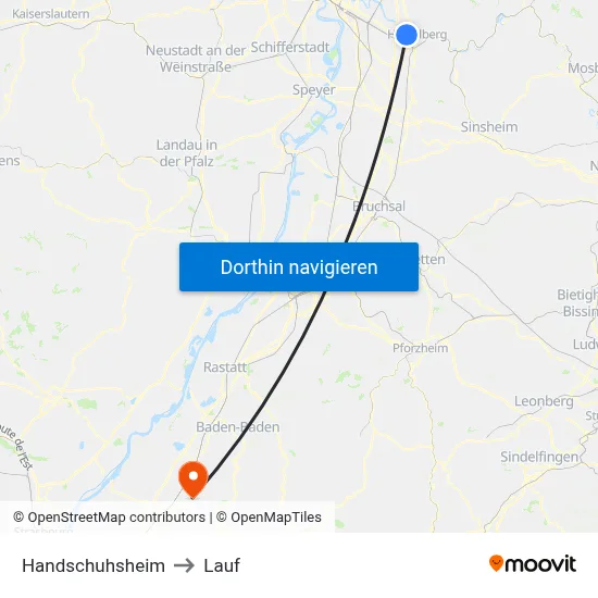 Handschuhsheim to Lauf map