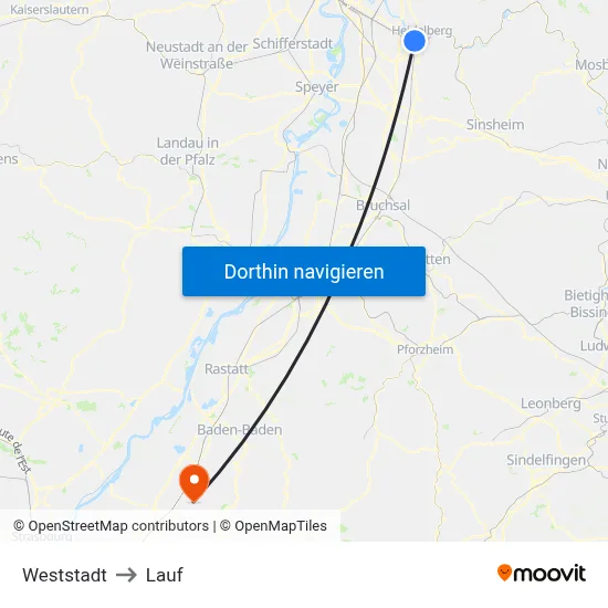 Weststadt to Lauf map