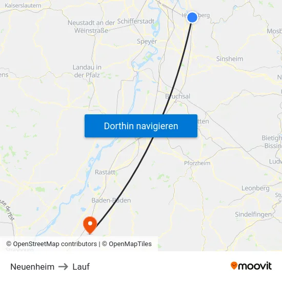 Neuenheim to Lauf map