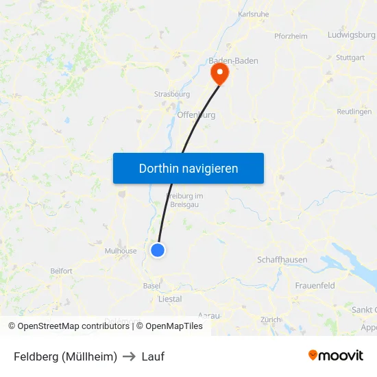 Feldberg (Müllheim) to Lauf map