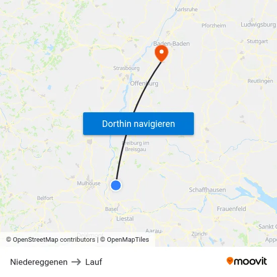 Niedereggenen to Lauf map