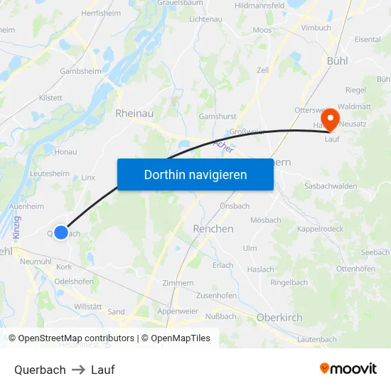 Querbach to Lauf map
