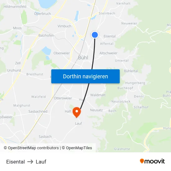 Eisental to Lauf map