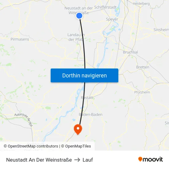 Neustadt An Der Weinstraße to Lauf map