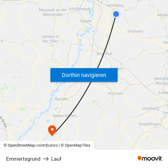 Emmertsgrund to Lauf map