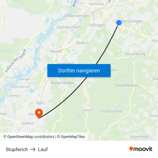 Stupferich to Lauf map