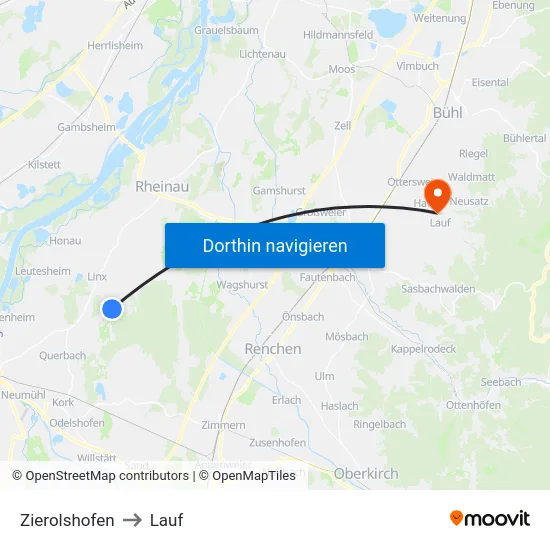 Zierolshofen to Lauf map