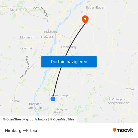 Nimburg to Lauf map