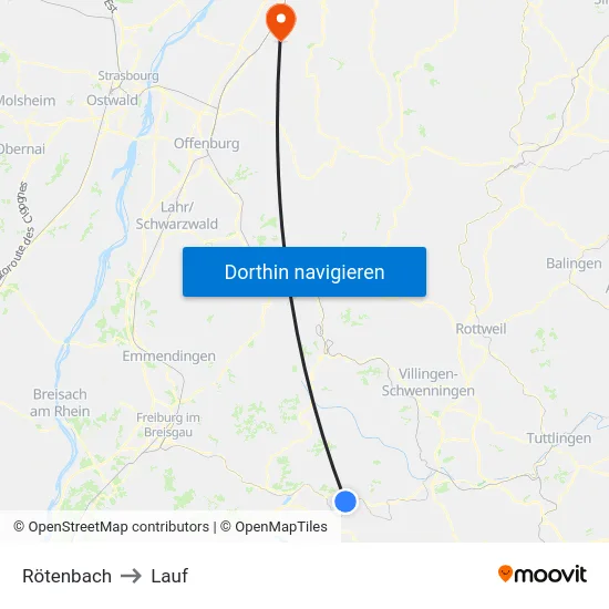 Rötenbach to Lauf map