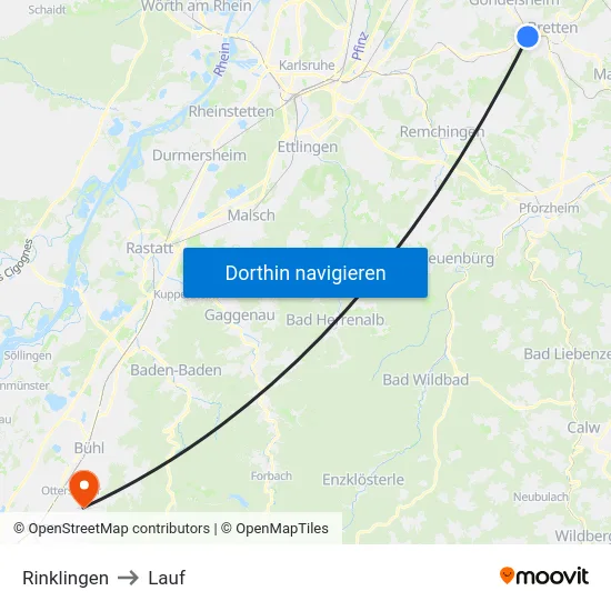 Rinklingen to Lauf map