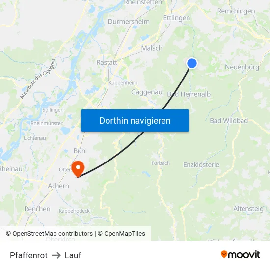 Pfaffenrot to Lauf map