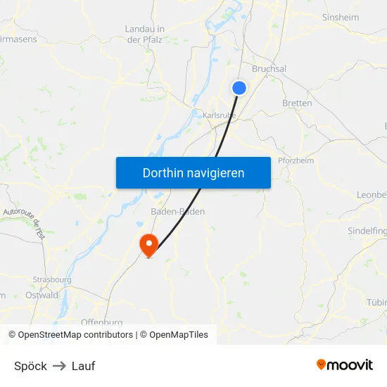 Spöck to Lauf map