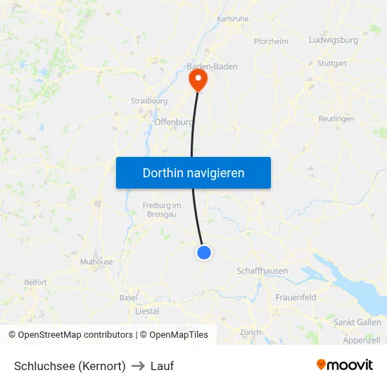 Schluchsee (Kernort) to Lauf map