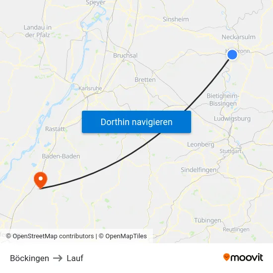 Böckingen to Lauf map