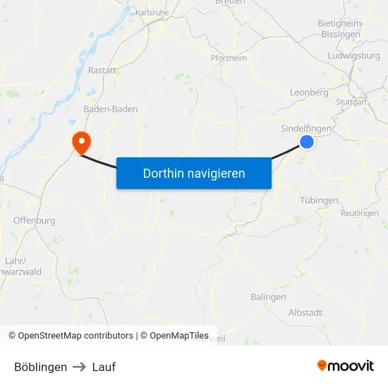 Böblingen to Lauf map
