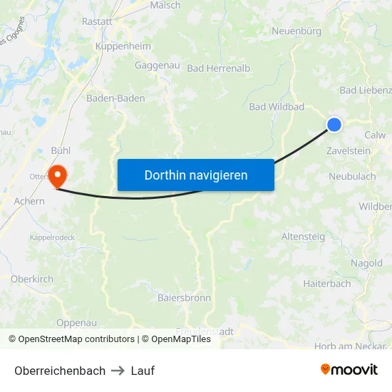 Oberreichenbach to Lauf map