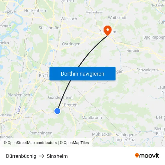 Dürrenbüchig to Sinsheim map