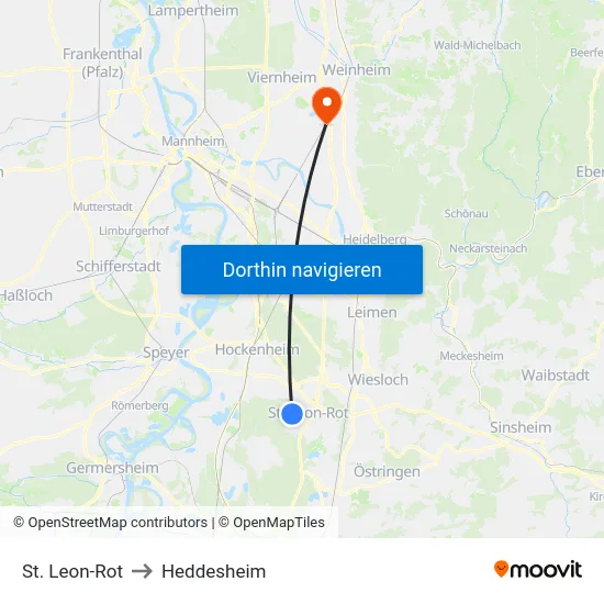 St. Leon-Rot to Heddesheim map