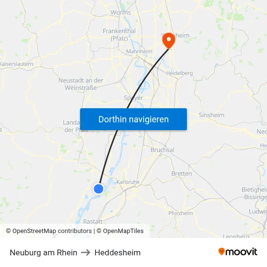 Neuburg am Rhein to Heddesheim map