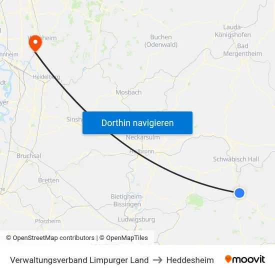 Verwaltungsverband Limpurger Land to Heddesheim map