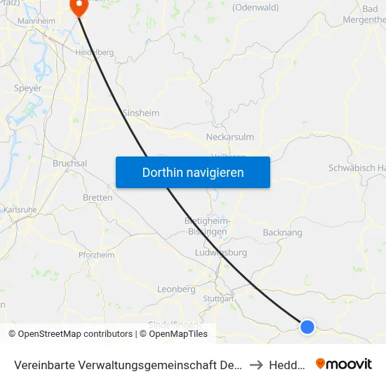 Vereinbarte Verwaltungsgemeinschaft Der Stadt Ebersbach An Der Fils to Heddesheim map