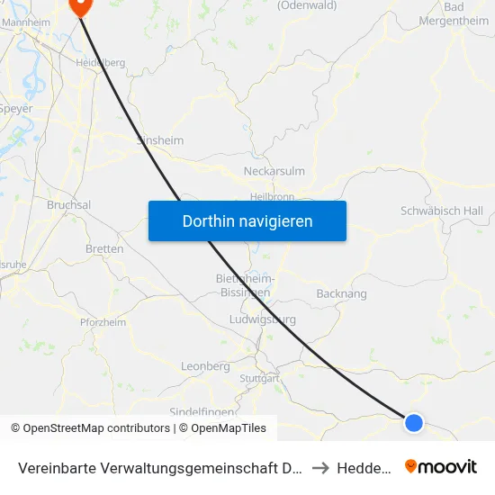 Vereinbarte Verwaltungsgemeinschaft Der Stadt Göppingen to Heddesheim map