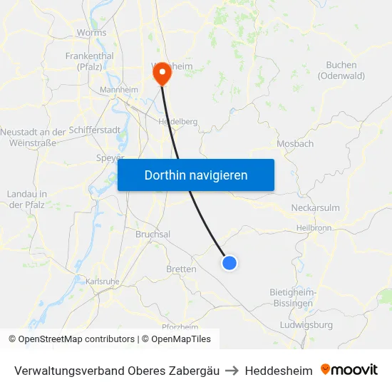 Verwaltungsverband Oberes Zabergäu to Heddesheim map