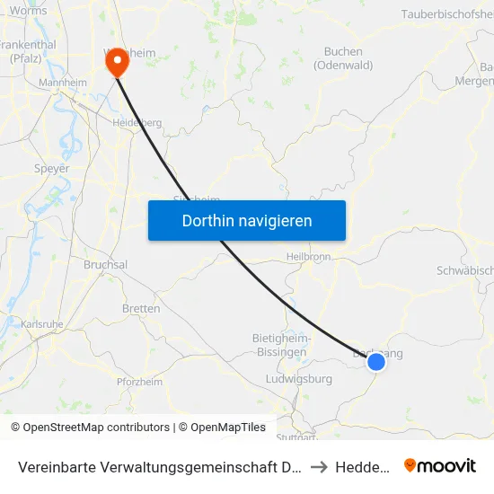 Vereinbarte Verwaltungsgemeinschaft Der Stadt Backnang to Heddesheim map