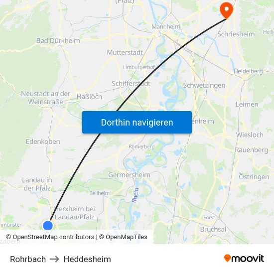 Rohrbach to Heddesheim map