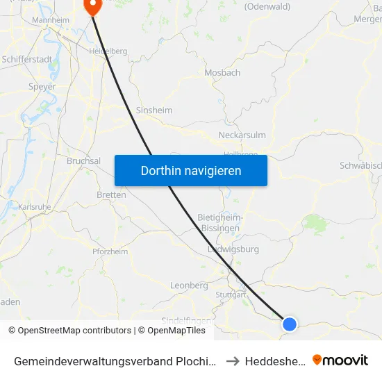 Gemeindeverwaltungsverband Plochingen to Heddesheim map