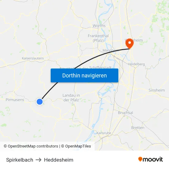Spirkelbach to Heddesheim map