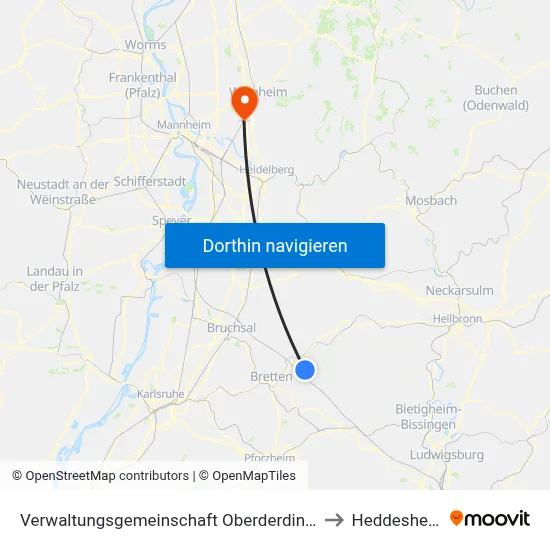 Verwaltungsgemeinschaft Oberderdingen to Heddesheim map
