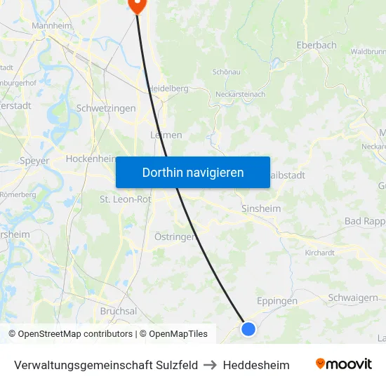 Verwaltungsgemeinschaft Sulzfeld to Heddesheim map