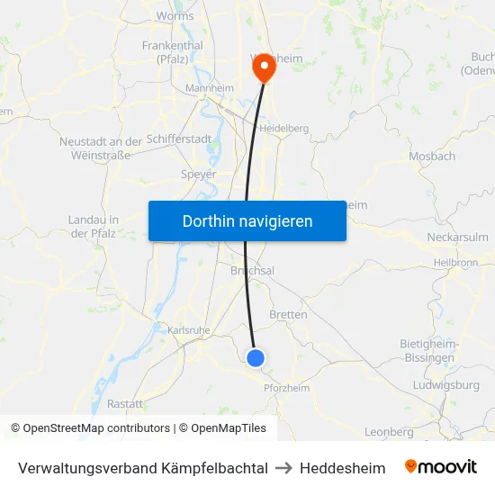 Verwaltungsverband Kämpfelbachtal to Heddesheim map