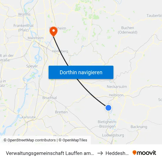 Verwaltungsgemeinschaft Lauffen am Neckar to Heddesheim map