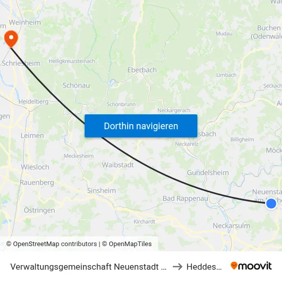 Verwaltungsgemeinschaft Neuenstadt am Kocher to Heddesheim map