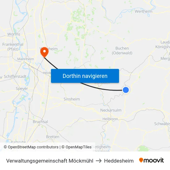 Verwaltungsgemeinschaft Möckmühl to Heddesheim map