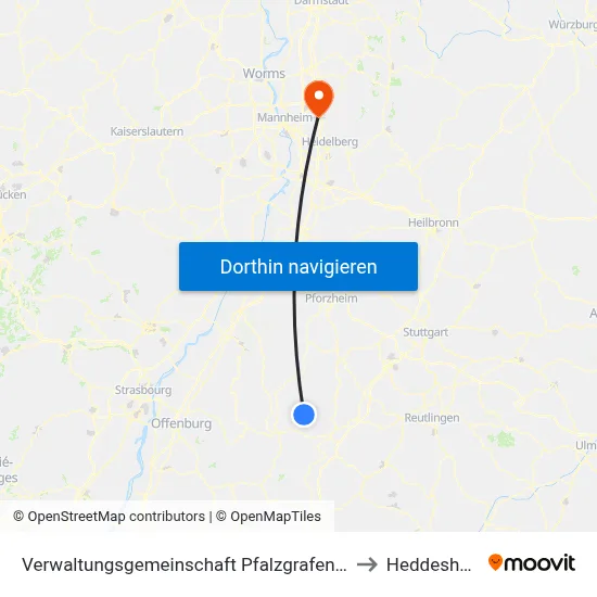Verwaltungsgemeinschaft Pfalzgrafenweiler to Heddesheim map