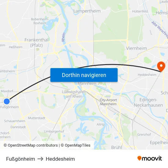 Fußgönheim to Heddesheim map