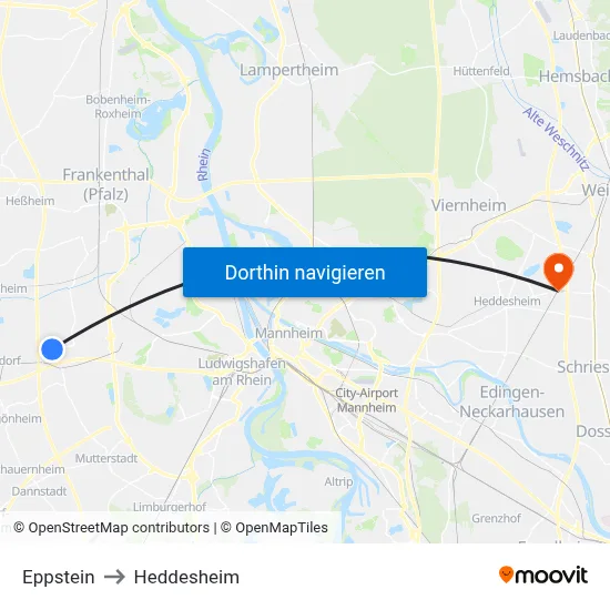 Eppstein to Heddesheim map