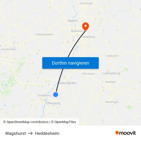 Wagshurst to Heddesheim map