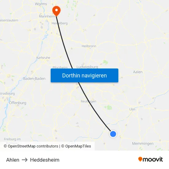 Ahlen to Heddesheim map