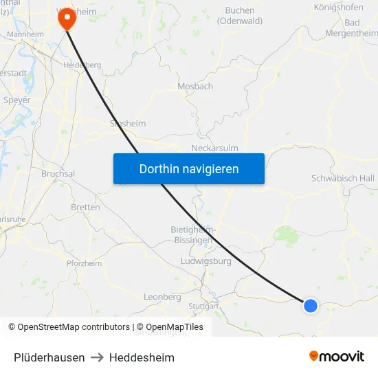 Plüderhausen to Heddesheim map