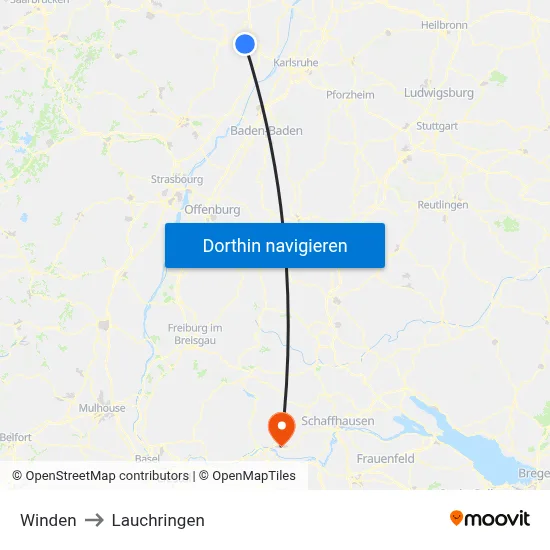 Winden to Lauchringen map