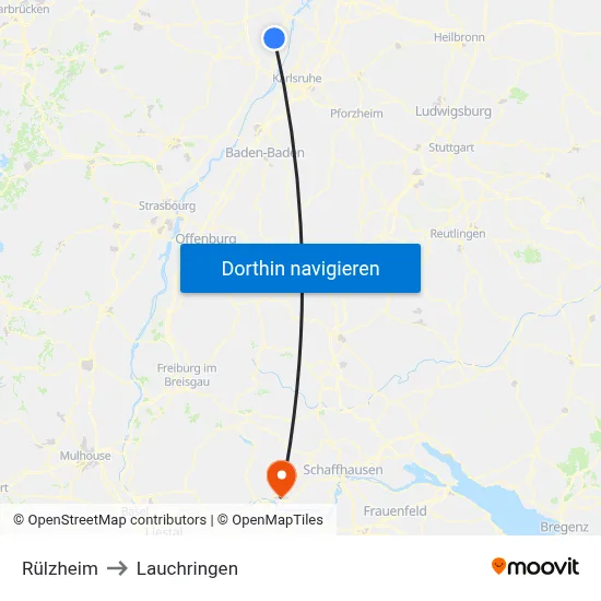 Rülzheim to Lauchringen map