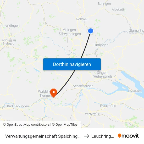 Verwaltungsgemeinschaft Spaichingen to Lauchringen map
