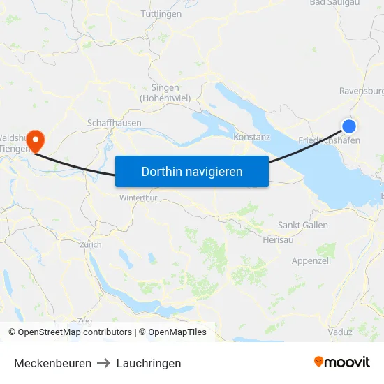 Meckenbeuren to Lauchringen map