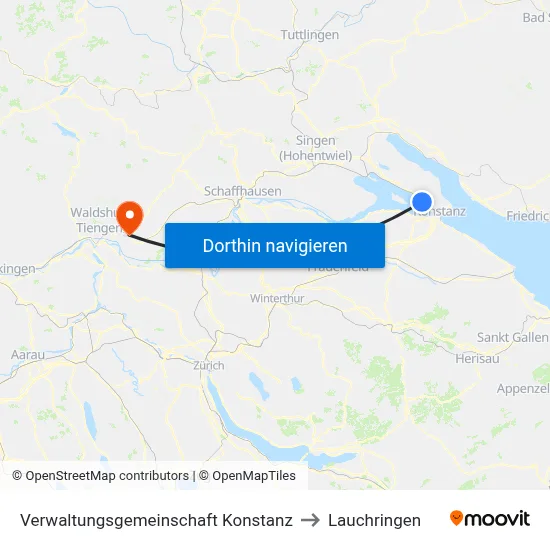 Verwaltungsgemeinschaft Konstanz to Lauchringen map