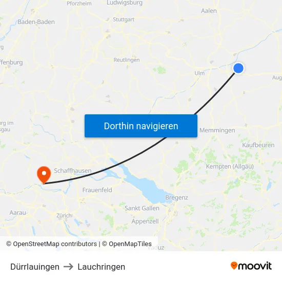 Dürrlauingen to Lauchringen map